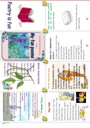 English Worksheet: my fun poems (minibook +activity sheet)