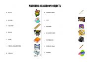 English Worksheet: Matching classroom objects