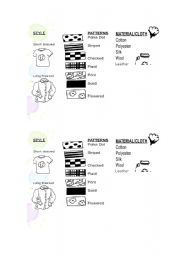 English Worksheet: clothes patterns