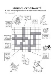 English Worksheet: ANIMAL CROSSWORD