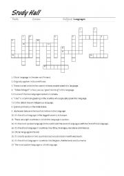 English Worksheet: Nationalities Cross Puzzle