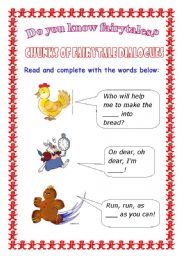 English worksheet: Fairytale dialogue