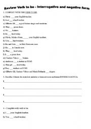 English worksheet: verb to be interrogative ans negative form