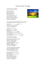 English Worksheet: Visions of Paradise by Mick Jagger