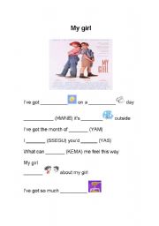 English worksheet: MY GIRL 