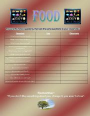 English worksheet: Food