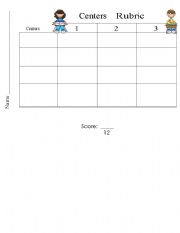 English Worksheet: Centers Rubric