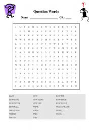 English Worksheet: question words wordsearch 
