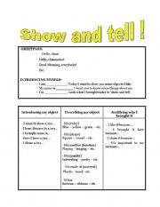 English Worksheet: Show and Tell manual