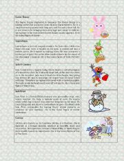 English Worksheet: The Magical Beings part 2 ( Easter Bunny, Leprechaun, Jack O Lanter, Jack Frost, Katrina