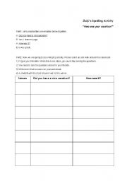 English worksheet: Did you have a good vacation?