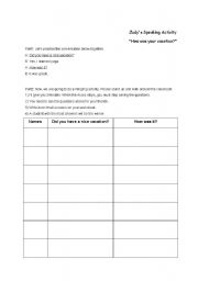 English Worksheet: Did you have a good vacation?