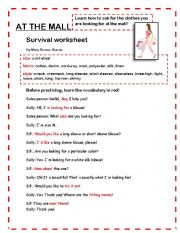 English Worksheet: AT THE  MALL- Survival Worksheet and exercises