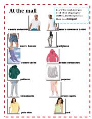 AT THE MALL- clothes picture dictionary