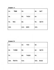 English Worksheet: Minimal Pair Pronunciation Activity