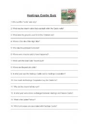 English Worksheet: Hastings Castle Quiz