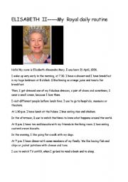 English Worksheet: ELISABETH II.....My daily routine