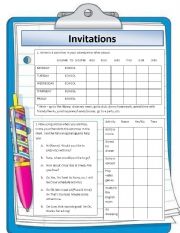 English Worksheet: Invitations and Requests
