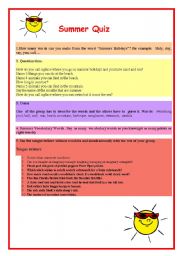 English worksheet: Summer quiz