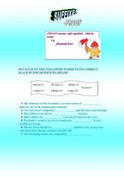 English worksheet: suffixes