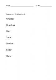 English worksheet: Family members