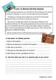 English Worksheet: reading about bahrain museum