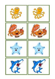 English Worksheet: Sea Animals - Memory game
