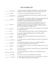 English worksheet: Holes Test