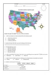 English Worksheet: The USA Quiz