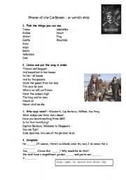 English Worksheet: Pirates of the caribbean - At the worlds ends