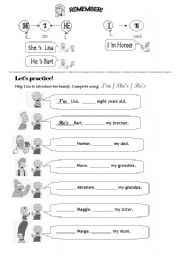 English Worksheet: SHE IS / HE IS / I AM