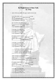 English Worksheet: An Englishman in New York song lyrics
