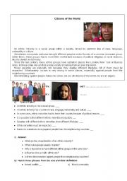 English Worksheet: Ethnic Minorities