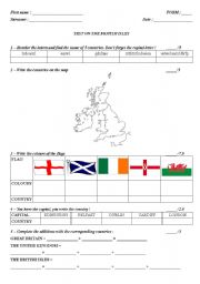 English Worksheet: THE BRITISH ISLES - an A1 test