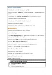 English Worksheet: IN A FAST FOOD RESTAURANT