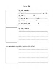 English worksheet: describe your family