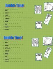 English worksheet: Vegetables jumble time!