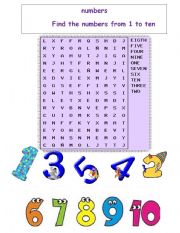 English Worksheet: numbers