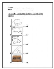 English worksheet: -at word family