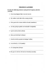 English worksheet: frecuency adverbs