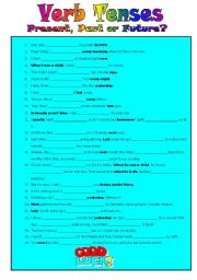 English Worksheet: MIXED TENSES REVISION: PRESENT, PAST OR FUTURE? KEY INCLUDED