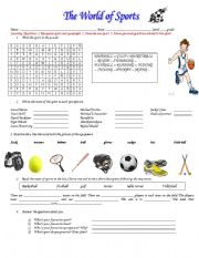 English Worksheet: the world of sports