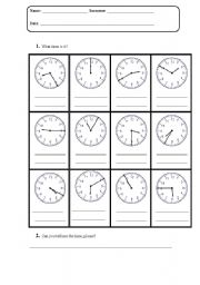 English Worksheet: What time is it?