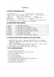 English worksheet: vocabulary