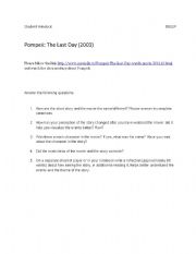 English worksheet: Pompeii The Last Day Movie Worksheet