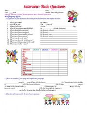 English Worksheet: Interview: Basic Questions