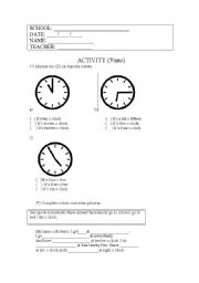 English Worksheet: Hours