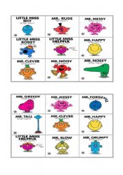 Mr Men Adjectives Bingo! (part3)