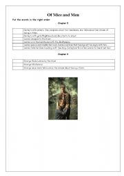 English Worksheet: Of Mice and Men. Chapter 5 and 6. Put the events in the correct order