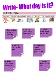 English worksheet: What day is it? (days of the week)